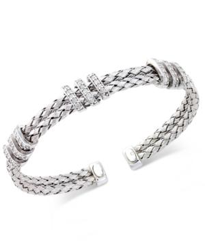Diamond Double Braid Bangle Bracelet (3/4 Ct. T.w.) In Sterling Silver