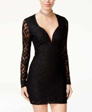 Speechless Juniors' Glitter Lace Sweetheart Party Dress