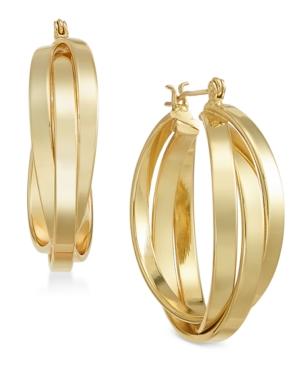 Essentials Medium Silver Plated Multi-ring Interlocked Hoop Earrings