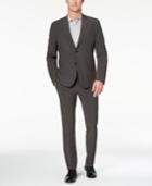 Perry Ellis Men's Slim-fit Stretch Dark Gray Mini-check Tech Suit