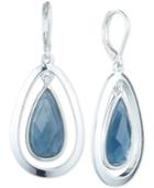 Anne Klein Silver-tone Blue Stone Orbital Drop Earrings