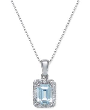 Aquamarine (1 Ct. T.w.) And Diamond (1/5 Ct. T.w.) Pendant Necklace In 14k White Gold