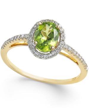 Peridot (3/4 Ct. T.w.) And Diamond (1/8 Ct. T.w.) Ring In 14k Gold
