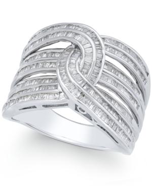 Diamond Baguette Interwoven Statement Ring (1 Ct. T.w.) In Sterling Silver