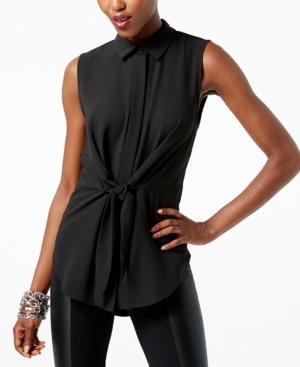 I.n.c. Tie-front Collared Shirt, Created For Macy's