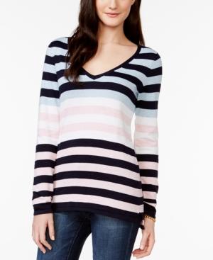 Tommy Hilfiger Gracie Striped V-neck Sweater