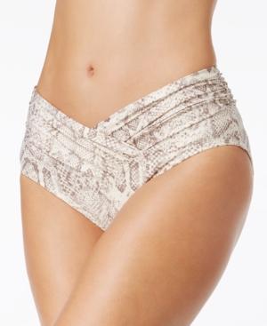 Carmen Marc Valvo Metallic Crossover High-waist Bikini Bottoms Women's Swimsuit