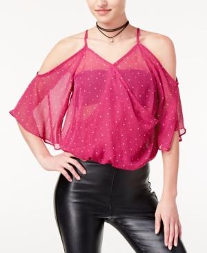 The Edit By Seventeen Juniors' Star-print Cold-shoulder Top