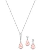 Swarovski Silver-tone Pink And Clear Crystal Pendant Necklace & Matching Drop Earrings