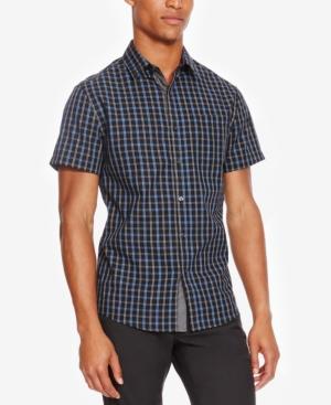 Kenneth Cole Reaction Men's Contrast-trim Plaid Shirt