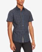 Kenneth Cole Reaction Men's Contrast-trim Plaid Shirt