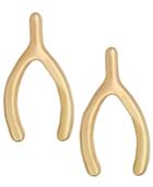 10k Gold Earrings, Wishbone Stud Earrings