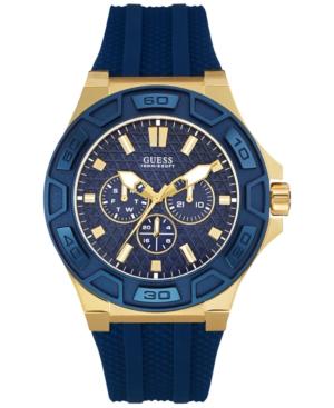Guess Men's Blue Silicone Strap Watch 44mm U0674g2
