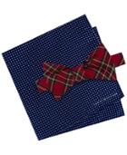 Tommy Hilfiger Men's Tartan Pre-tied Silk Bow Tie & Micro Dot Silk Pocket Square Set