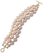 Carolee Gold-tone Imitation Pearl Three-row Toggle Bracelet