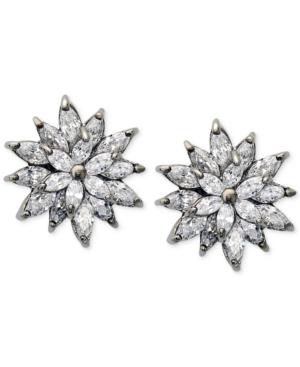 Nina Silver-tone Crystal Star Flower Stud Earrings