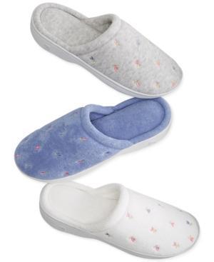 Isotoner Terry Floral Embroidered Clog Slipper