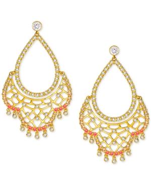 Swarovski Gold-tone Clear And Colored Crystal Chandelier Earrings