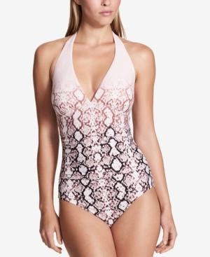 Calvin Klein Ombre Plunge One-piece Halter Swimsuit Women's Swimsuit