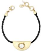Lucky Brand Gold-tone Imitation Pearl Black Cord Bracelet
