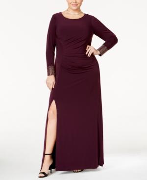 Calvin Klein Plus Size Embellished Side-slit Gown