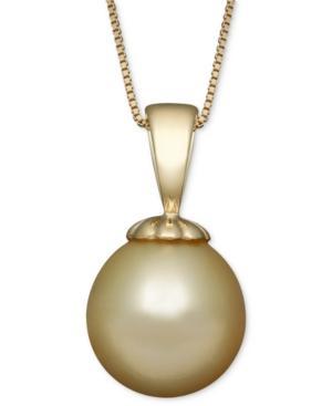 Golden South Sea Pearl (10mm) Pendant Necklace In 14k Gold