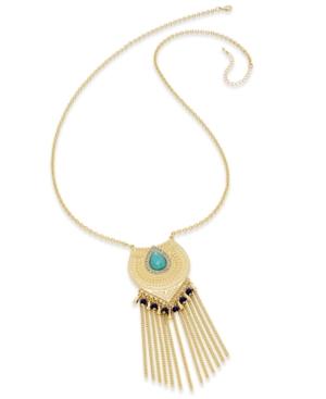 Thalia Sodi Gold-tone Blue Stone Teardrop Tassel Long Necklace, Only At Macy's
