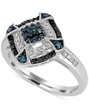 Diamond Multicolor Statement Ring (1/6 Ct. T.w.) In Sterling Silver