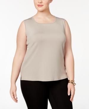 Kasper Plus Size Rounded Square Neck Shell