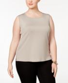 Kasper Plus Size Rounded Square Neck Shell