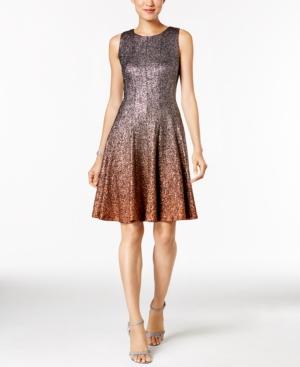 Msk Glitter Ombre Metallic Fit & Flare Dress
