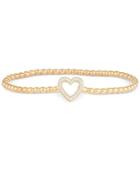 Wrapped Diamond Heart Stretch Bead Bracelet (1/6 Ct. T.w.) In 14k Gold Over Sterling Silver