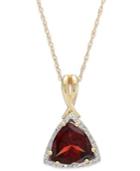 Garnet (1-3/4 Ct. T.w.) And Diamond Accent Trillion Pendant Necklace In 14k Gold