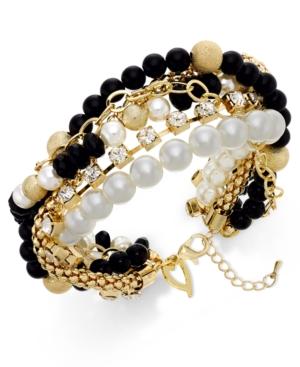 Thalia Sodi Gold-tone Black Imitation Pearl Torsade Bracelet, Only At Macy's