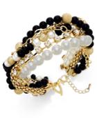 Thalia Sodi Gold-tone Black Imitation Pearl Torsade Bracelet, Only At Macy's