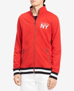 Calvin Klein Jeans Men's Athletic Collage Logo-print Full-zip Sweatshirt, Created For Macy's