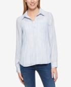 Tommy Hilfiger Striped Roll-tab-sleeve Shirt, Only At Macy's
