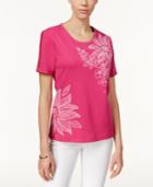 Alfred Dunner Floral-embroidered Short-sleeve Top