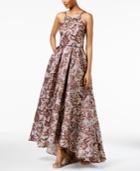 Betsy & Adam Floral Brocade High-low Gown