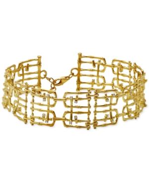Kesi Jewels Diamond & White Topaz Accent Ladder Bracelet In 18k Gold-plated Sterling Silver