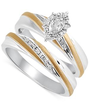 Diamond Accent Bridal Set In 14k Gold And Sterling Silver