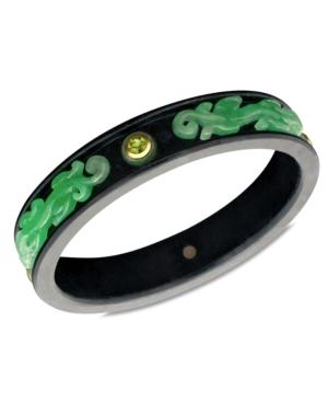 14k Gold Bracelet, Jade (5mm), Onyx (16-17mm) And Peridot (2-1/4 Ct. T.w.) Bangle