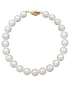 "belle De Mer Pearl Bracelet, 7-1/2"" 14k Gold A+ Akoya Cultured Pearl Strand (7- 7-1/2mm)"