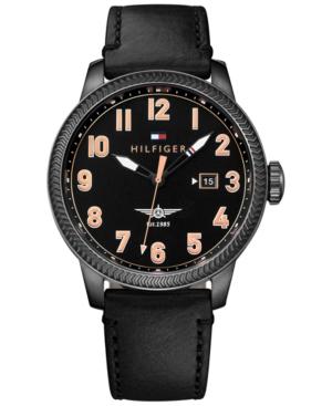 Tommy Hilfiger Men's Casual Sport Black Leather Strap Watch 42mm 1791314