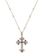 Joan Boyce Gold-tone Crystal Cross Pendant Necklace