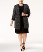 R & M Richards Plus Size Chevron Jacquard Dress And Duster Jacket