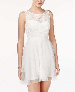 Teeze Me Juniors' Lace Tulle A-line Dress