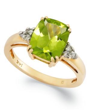 14k Gold Ring, Peridot (3-1/4 Ct. T.w.) And Diamond Accent Rectangle Ring