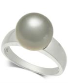 Cultured Black Tahitian Pearl (10mm) Ring In 14k White Gold