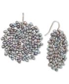 Kenneth Cole New York Silver-tone Gray Imitation Pearl Woven Drop Earrings